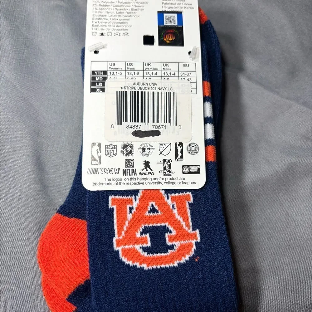 New Auburn University Tigers Crew Socks Size Youth Large
